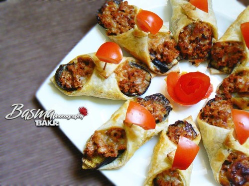 مقبلات الباف باستري بالباذنجان مقبلات البف باستري بالباذنجان