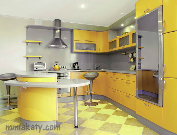 صور ديكور مطبخ مودرن باللون الأصفر