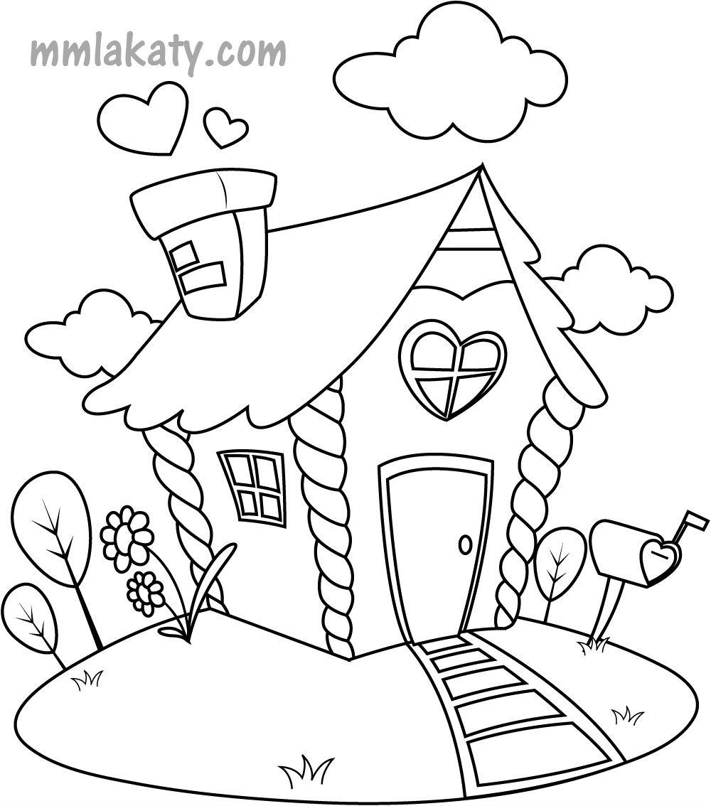 رسم بيت للتلوين للأطفال