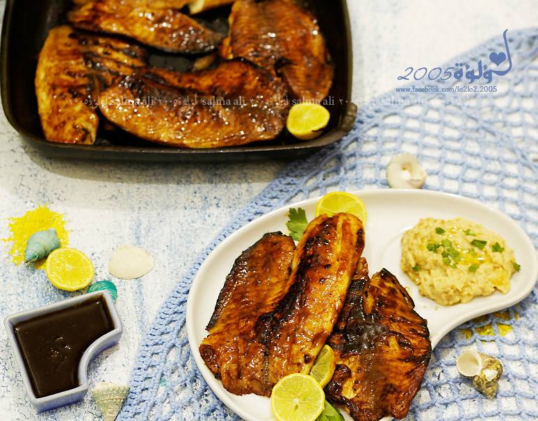 طريقة عمل سمك مشوي بالصويا صوص بالصور