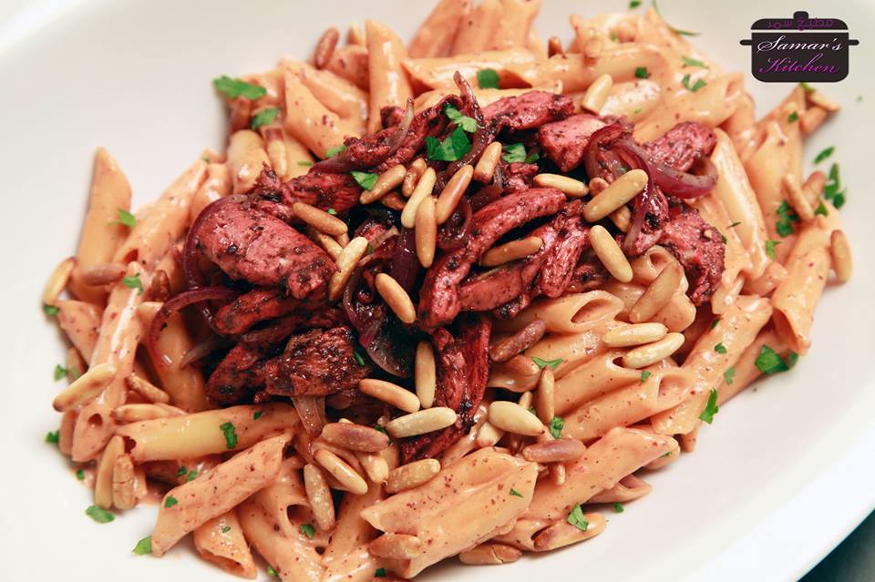 طريقة عمل مكرونة بخلطة دجاج المسخن