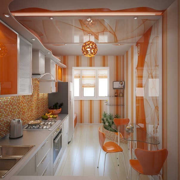 صور ديكور مطبخ مودرن باللون البرتقالي