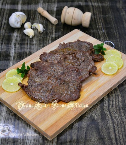 شرائح البفتيك بالثوم و الليمون