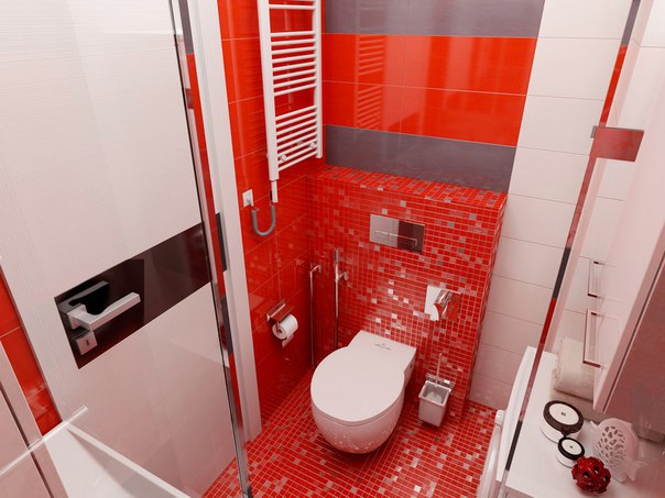 صور ديكور حمام باللون الأحمر