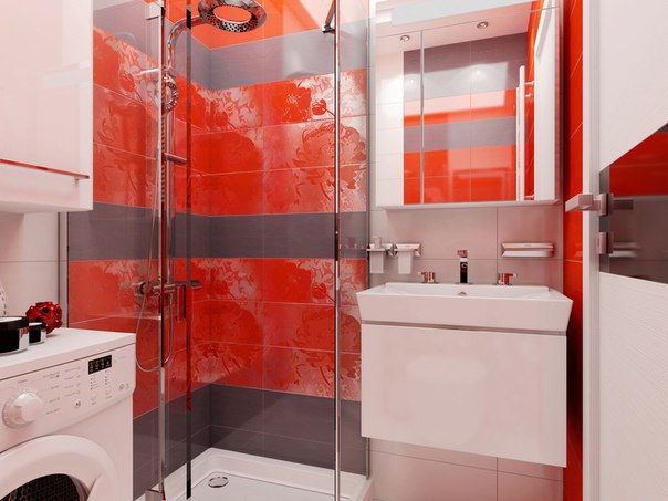صور ديكور حمام باللون الأحمر