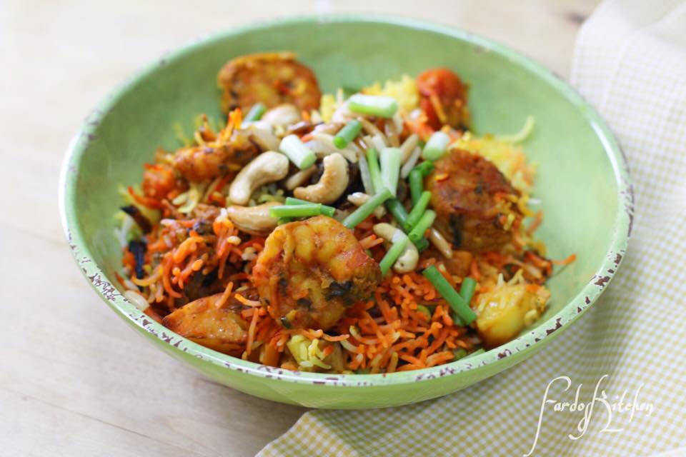 طريقة عمل رز برياني ربيان