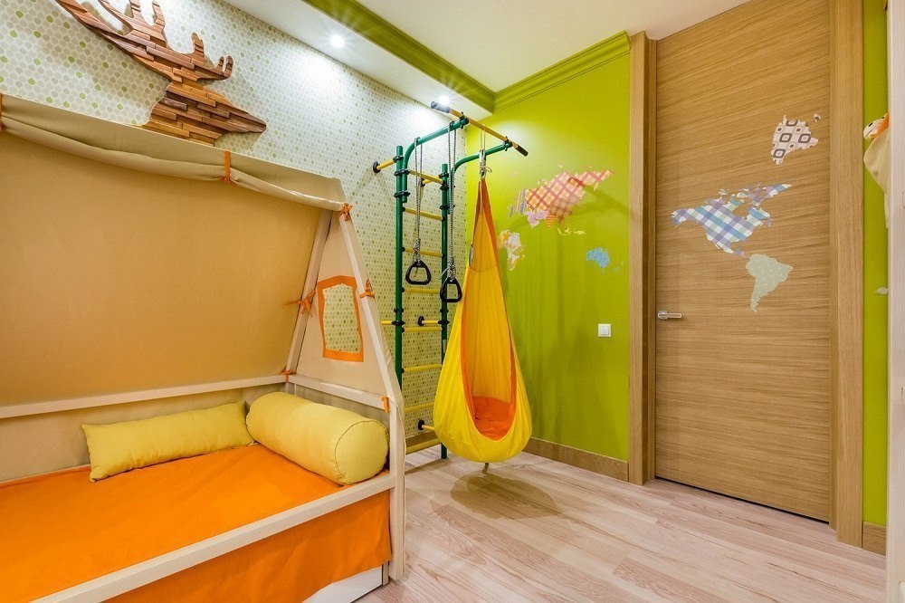 ديكور غرفة أطفال باللون البرتقالي