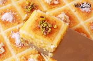 طريقة عمل بسبوسة الكاروهات