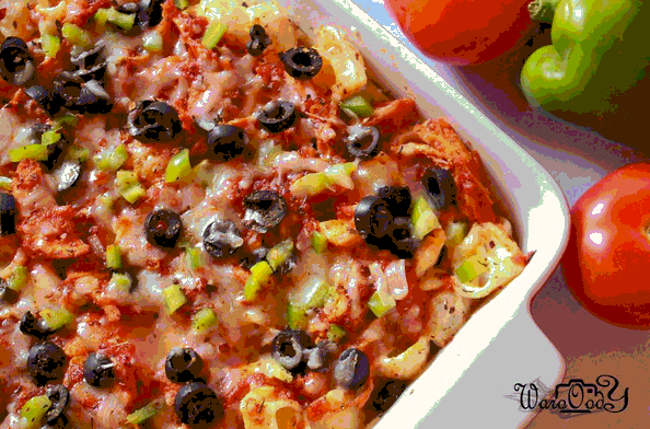 صينية المكرونة بالدجاج بطعم البيتزا