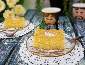 بسبوسة بالقشطة سهلة و سريعة