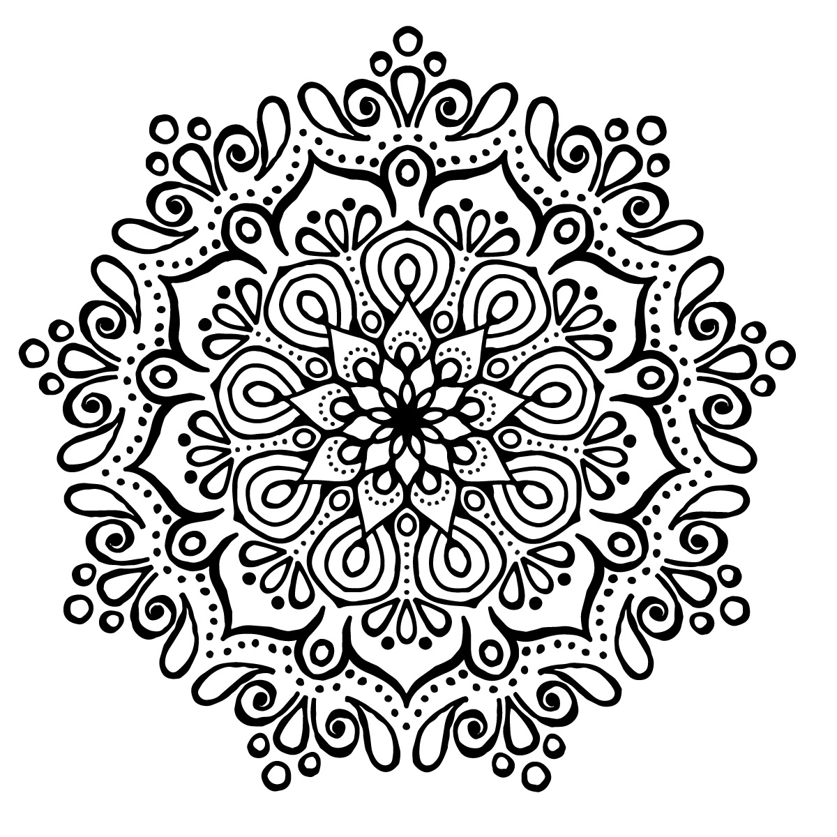 رسم مانديلا بسيط للتلوين - mandala drawing