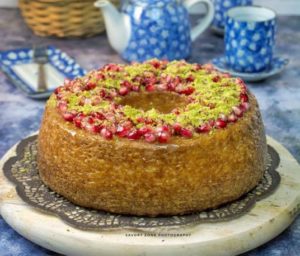 طريقة عمل كيكة الرمان مع الليمون و الفستق