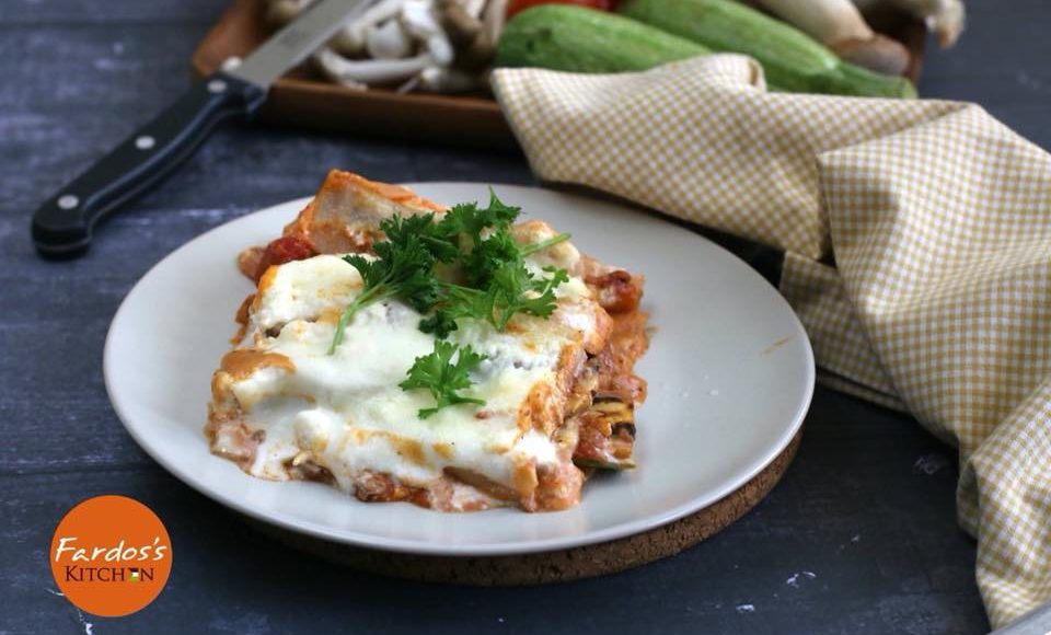 طريقة عمل لزانيا مع الكوسا و جبنة الماسكربوني