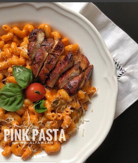 باستا-دجاج-بالصوص-الوردي باستا دجاج بالصوص الوردي