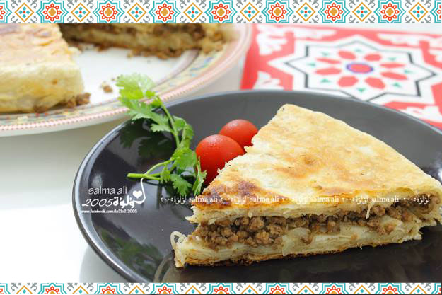 صينية الرقاق الطرى باللحمة المفرومة بطريقة سهلة