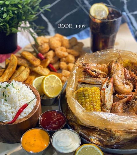 طريقة الربيان مع الذرة بالكيس