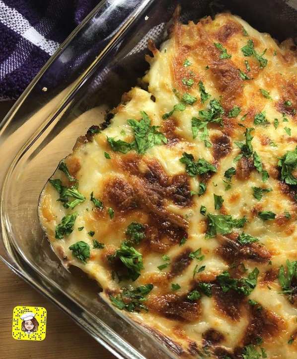 طريقة عمل بطاطس بالبشاميل والفراخ