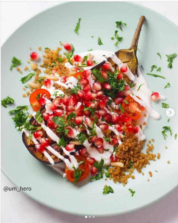 طريقة عمل فتة باذنجان بالكينوا