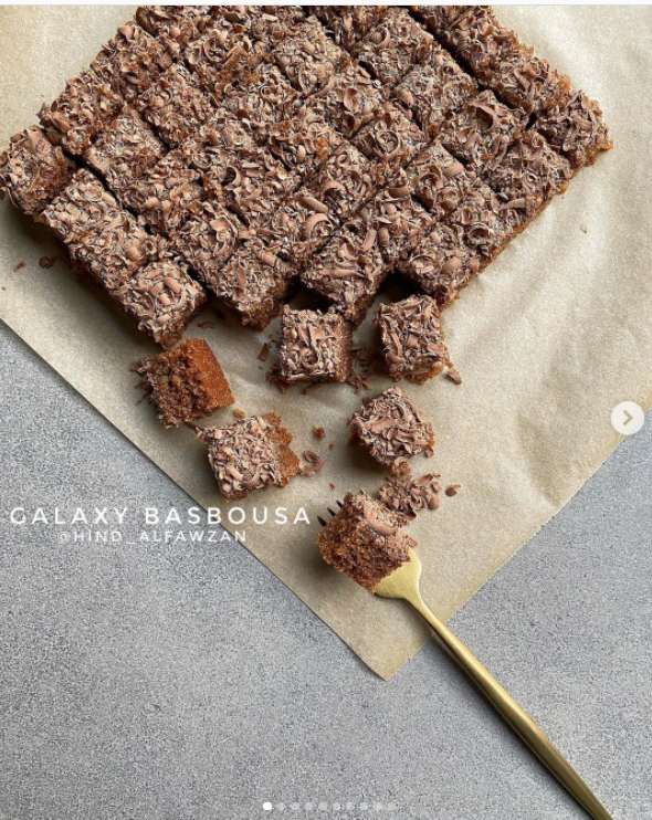 بسبوسة بالشوكولاتة بسبوسة الجلاكسي وجوز الهند