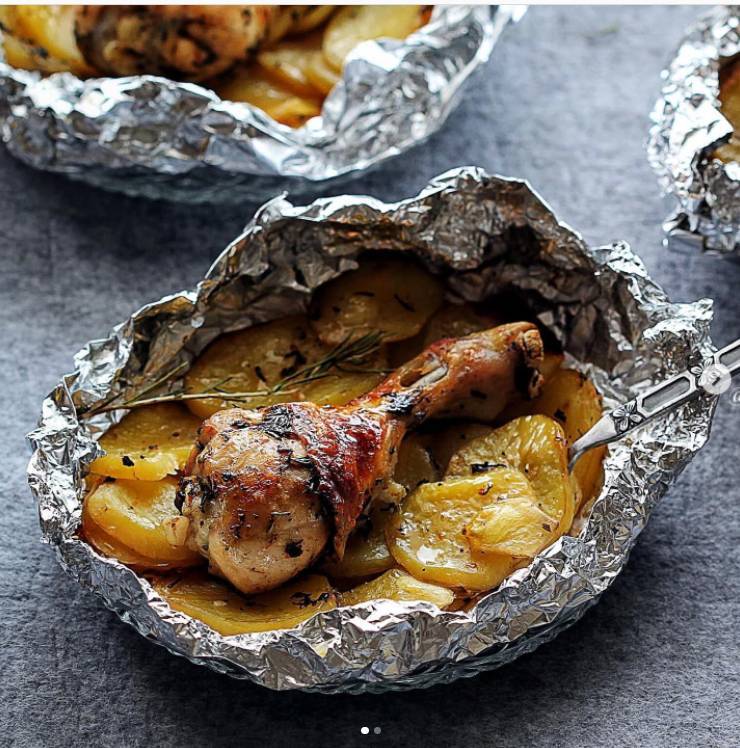 دجاج بالبطاطس بالقصدير