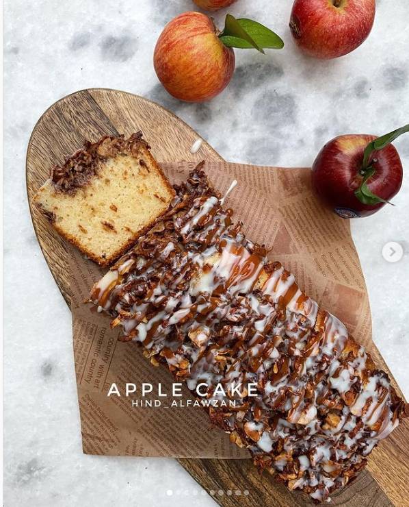 طريقة عمل كيكة تفاح بالكراميل
