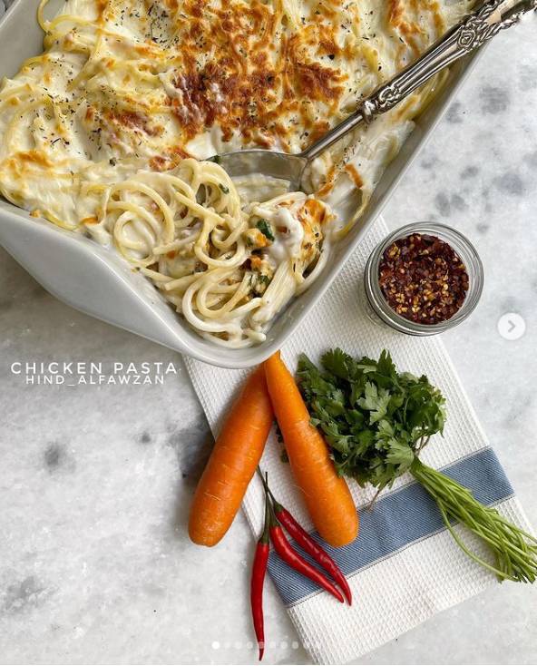 مكرونة البشاميل بالدجاج مكرونة البشاميل بالدجاج